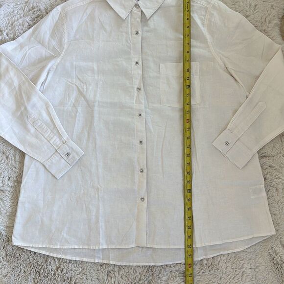 WeWoreWhat Dad Shirt Linen in Off White Size L - Picture 3 of 9
